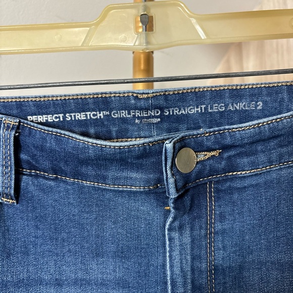 Chico’s Girlfriend Straight Leg Ankle Elegant Embroidered Jeans - Picture 3 of 9